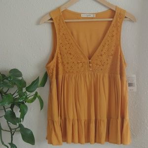 NWT Mustard Lace Top Blouse